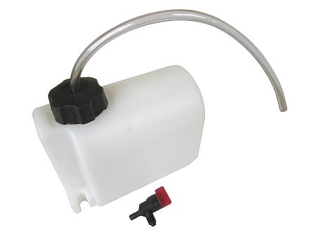 Heavy-duty plastic 2 quart fuel tank.